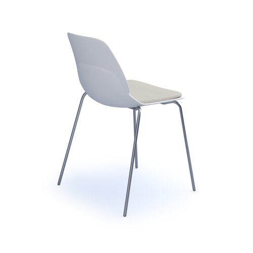 Strut chair with seat pad and chrome 4 leg frame - white