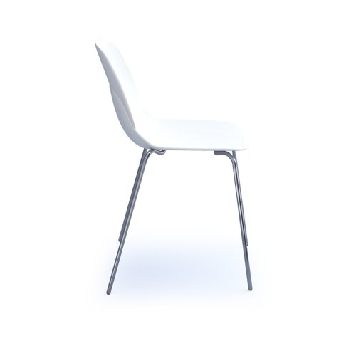 Strut chair with seat pad and chrome 4 leg frame - white