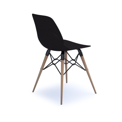 Strut multi-purpose chair with natural oak 4 leg frame and black steel detail - black | STR504W-K | Dams International