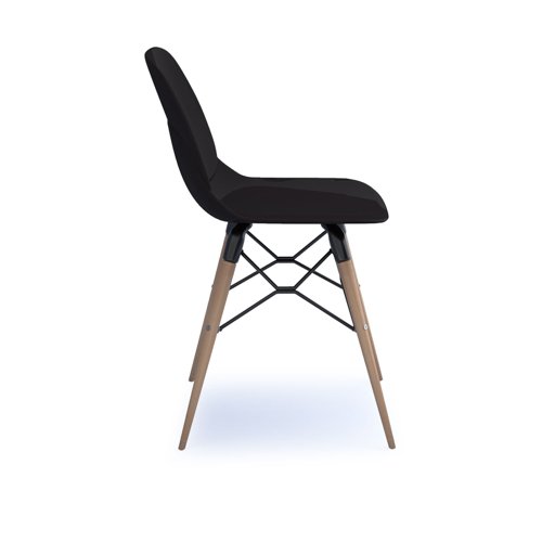 Strut multi-purpose chair with natural oak 4 leg frame and black steel detail - black
