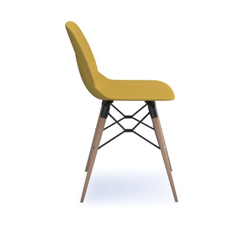 Strut multi-purpose chair with natural oak 4 leg frame and black steel detail - mustard Dams International