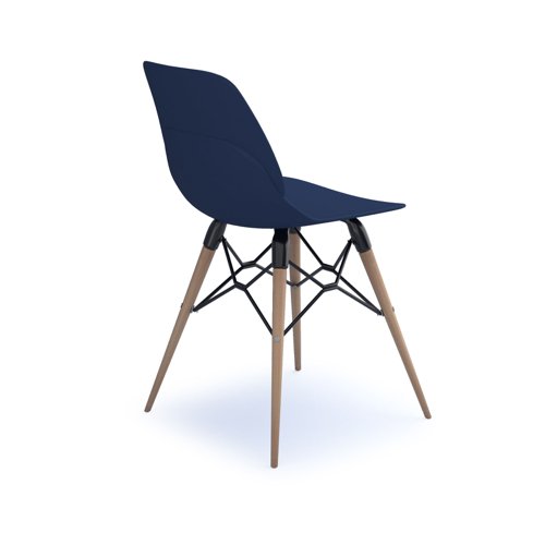 Strut multi-purpose chair with natural oak 4 leg frame and black steel detail - navy blue | STR504W-NB | Dams International