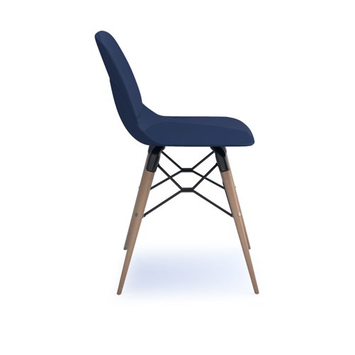 Strut multi-purpose chair with natural oak 4 leg frame and black steel detail - navy blue