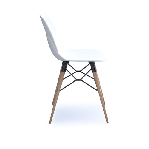 Strut multi-purpose chair with natural oak 4 leg frame and black steel detail - white Dams International
