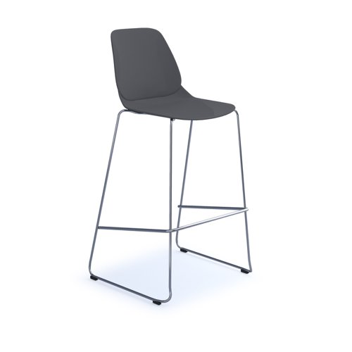 Strut multi-purpose stool with chrome sled frame - grey