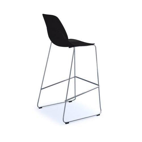 Strut multi-purpose stool with chrome sled frame - black