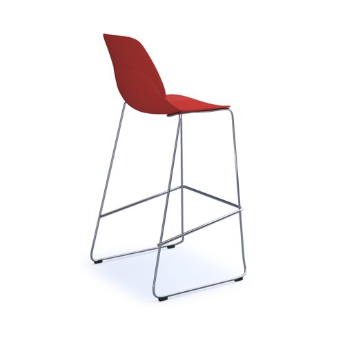 Strut multi-purpose stool with chrome sled frame - red