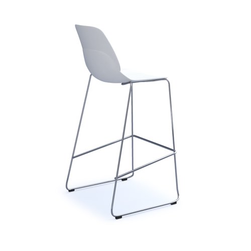Strut multi-purpose stool with chrome sled frame - white