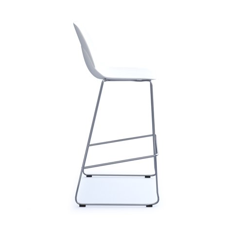 Strut multi-purpose stool with chrome sled frame - white