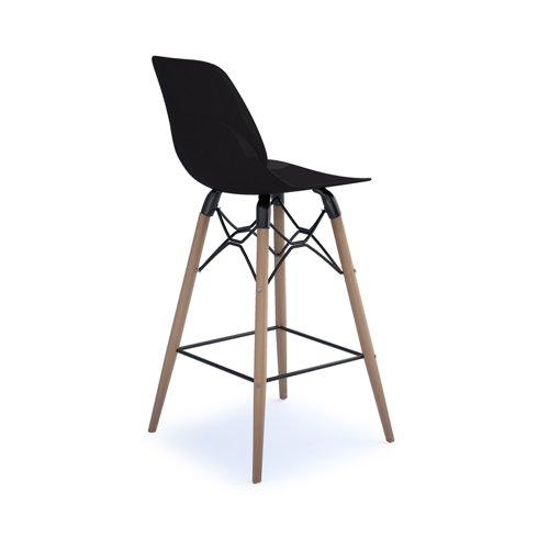 Strut multi-purpose stool with natural oak 4 leg frame and black steel detail - black | STR604W-K | Dams International