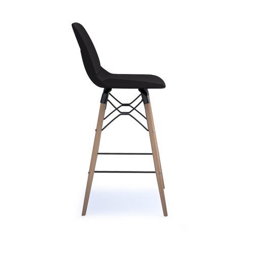 Strut multi-purpose stool with natural oak 4 leg frame and black steel detail - black | STR604W-K | Dams International