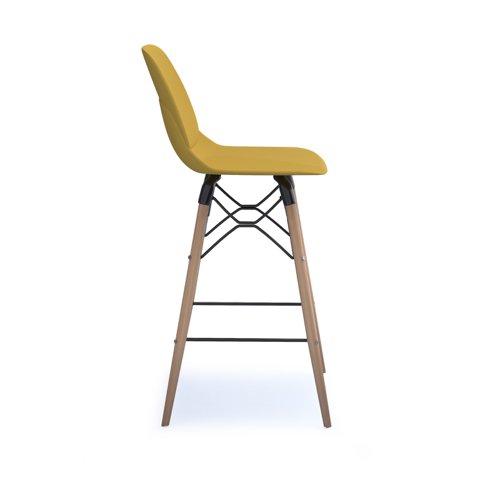 Strut multi-purpose stool with natural oak 4 leg frame and black steel detail - mustard | STR604W-MU | Dams International