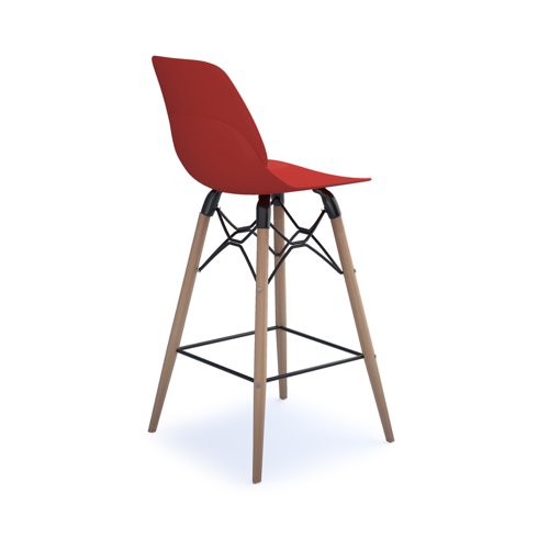 Strut multi-purpose stool with natural oak 4 leg frame and black steel detail - red | STR604W-RE | Dams International