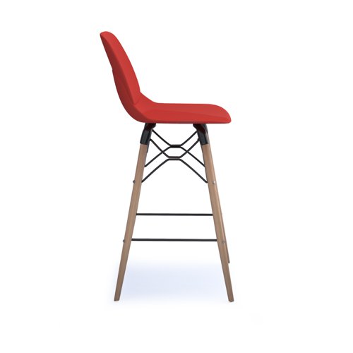 Strut multi-purpose stool with natural oak 4 leg frame and black steel detail - red | STR604W-RE | Dams International