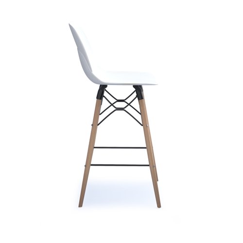 Strut multi-purpose stool with natural oak 4 leg frame and black steel detail - white | STR604W-WH | Dams International