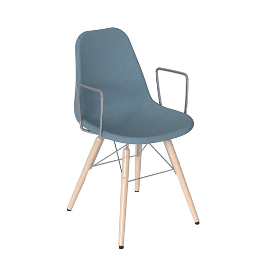 Suzi fully upholstered chair with arms and 4 oak wooden legs - made to order