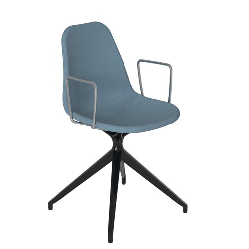 Suzi fully upholstered chair with arms and black pyramid base - made to order