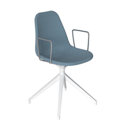 Suzi fully upholstered chair with arms and white pyramid base - made to order