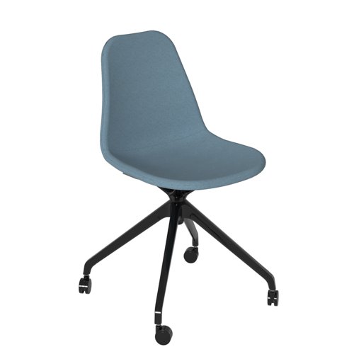Suzi fully upholstered chair with black pyramid base with castors - made to order