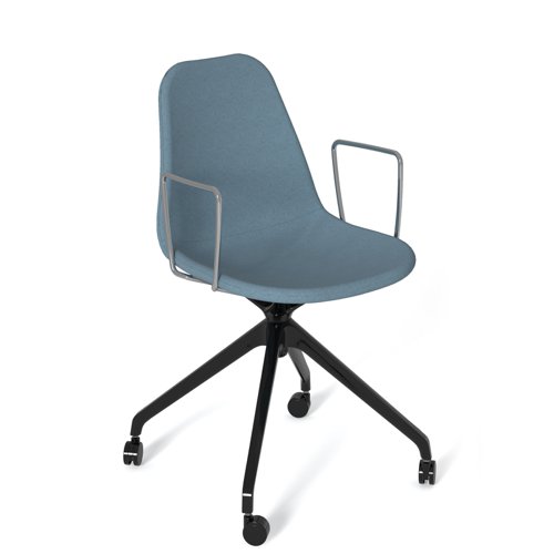 Suzi fully upholstered chair with arms and black pyramid base with castors - made to order