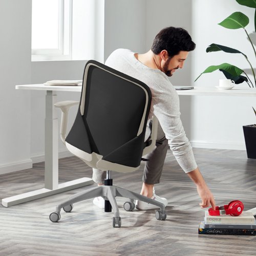 Sway black mesh back adjustable operator chair with black fabric seat, grey frame and base | SWY300K2-G | Dams International
