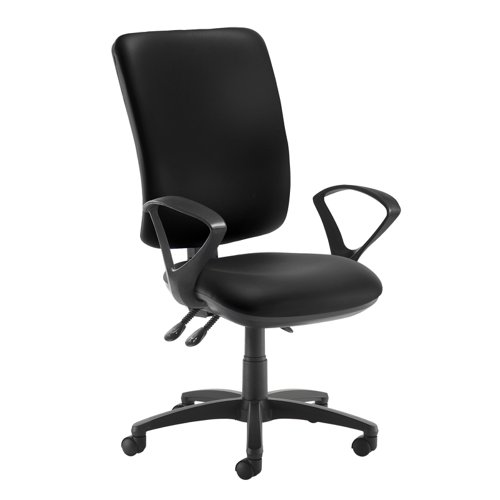 Senza extra high back operator chair with fixed arms - Nero Black vinyl