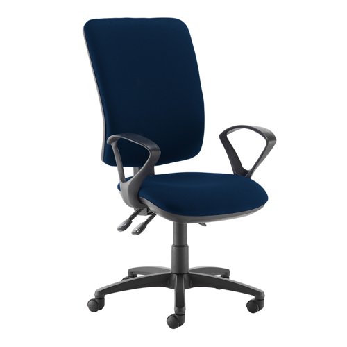 Senza extra high back operator chair with fixed arms - Costa Blue