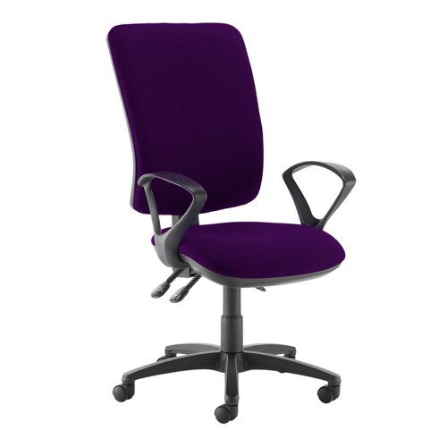 Senza extra high back operator chair with fixed arms - Tarot Purple