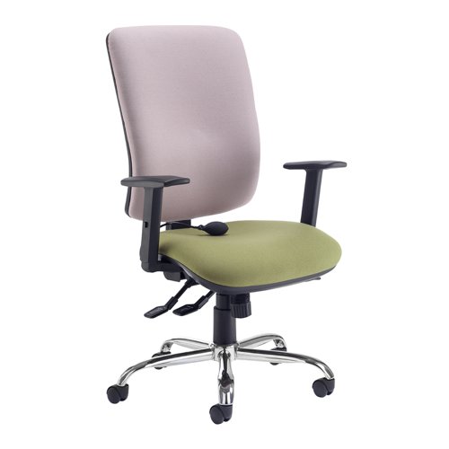 Senza XL fabric back operator chair with adjustable arms and chrome base - made to order