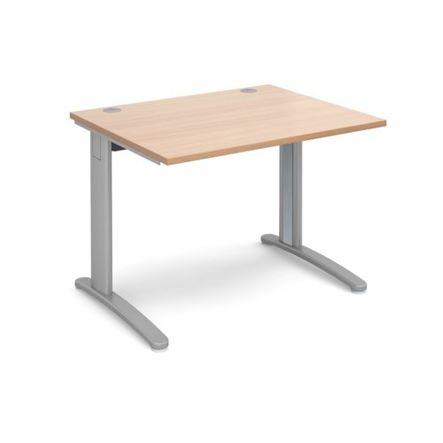 TR10 straight desk 1000mm x 800mm - silver frame, beech top Office Desks T10SB