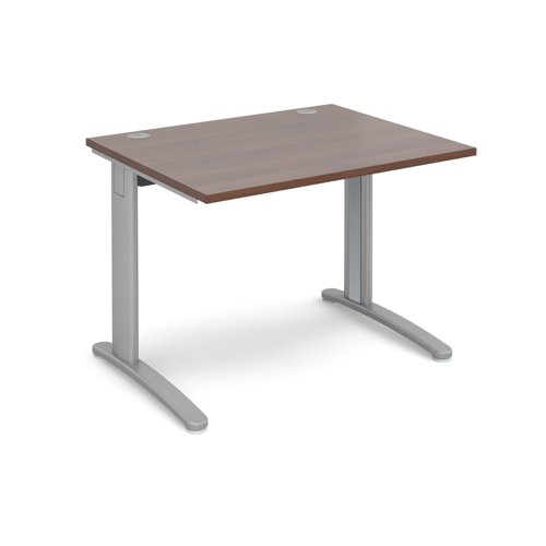 TR10 straight desk 1000mm x 800mm - silver frame, walnut top T10SW Buy online at Office 5Star or contact us Tel 01594 810081 for assistance