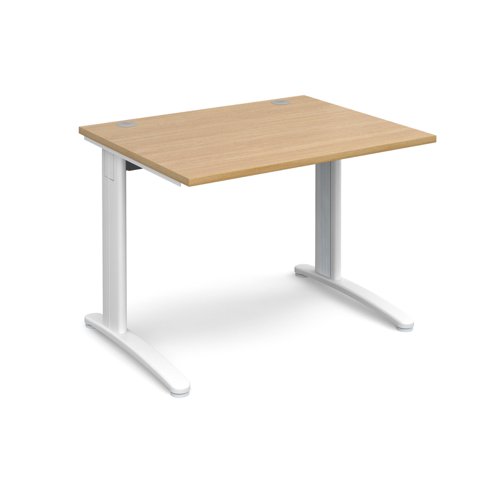 TR10 straight desk 1000mm x 800mm - white frame, oak top T10WO Buy online at Office 5Star or contact us Tel 01594 810081 for assistance