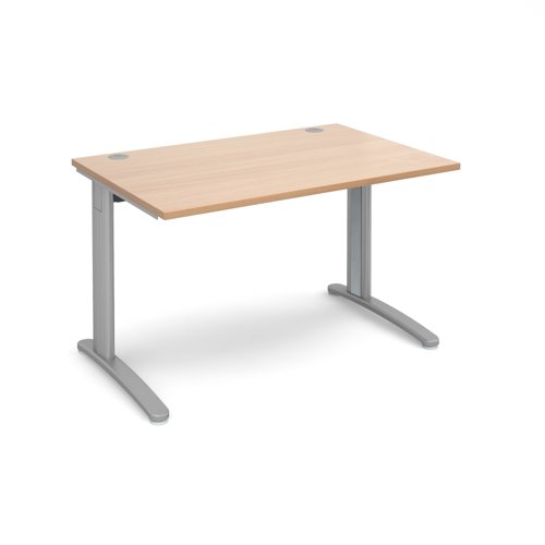 T12SB TR10 straight desk 1200mm x 800mm - silver frame, beech top