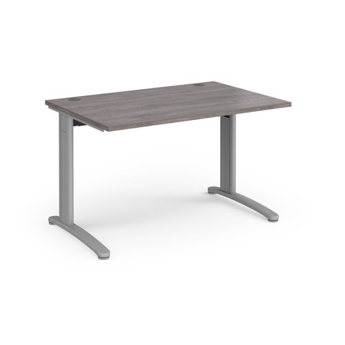 TR10 straight desk 1200mm x 800mm - silver frame, grey oak top