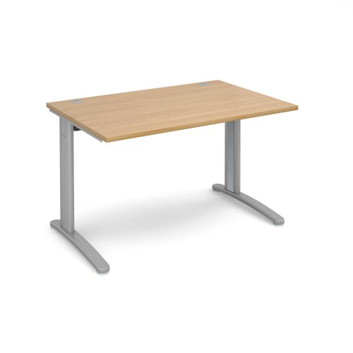 TR10 straight desk 1200mm x 800mm - silver frame, oak top T12SO Buy online at Office 5Star or contact us Tel 01594 810081 for assistance