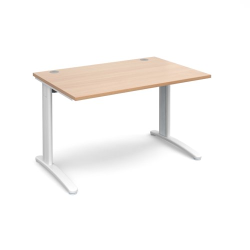 T12WB TR10 straight desk 1200mm x 800mm - white frame, beech top