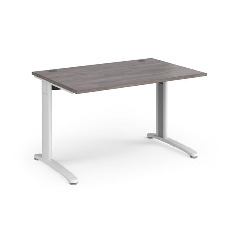 TR10 straight desk 1200mm x 800mm - white frame, grey oak top