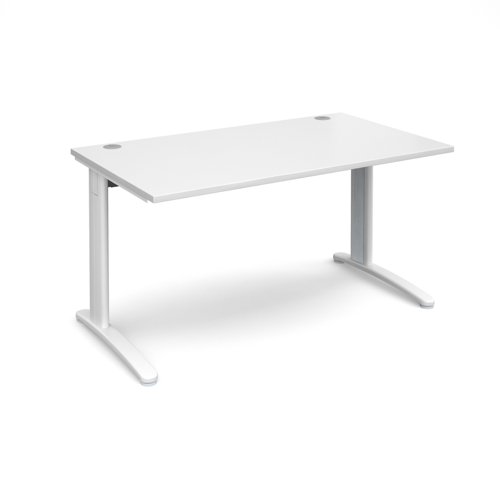 T14WWH TR10 straight desk 1400mm x 800mm - white frame, white top