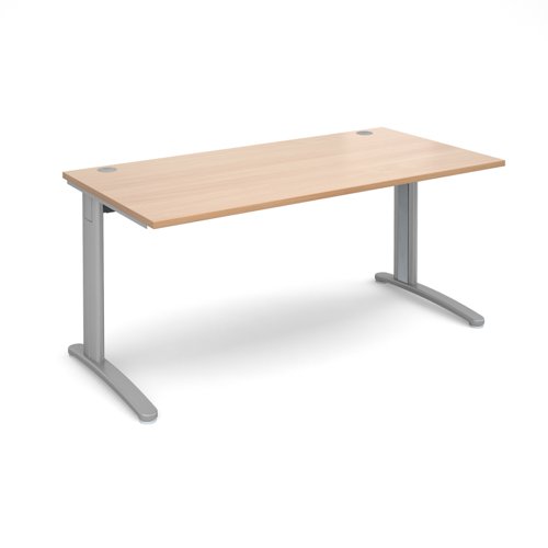 TR10 straight desk 1600mm x 800mm - silver frame, beech top T16SB Buy online at Office 5Star or contact us Tel 01594 810081 for assistance