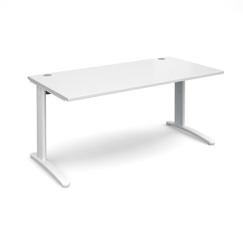 TR10 straight desk 1600mm x 800mm - white frame, white top T16WWH Buy online at Office 5Star or contact us Tel 01594 810081 for assistance
