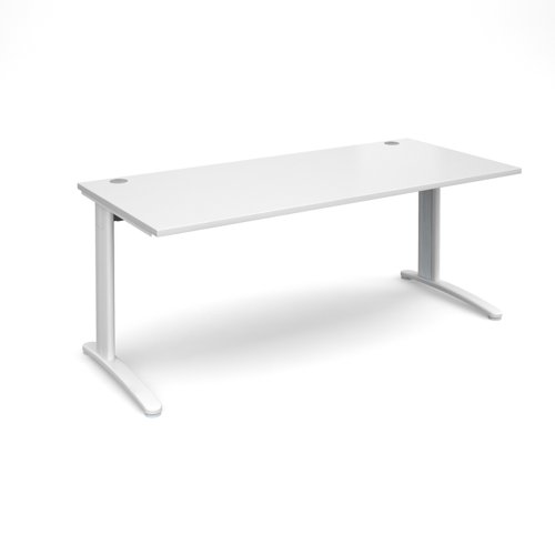 TR10 straight desk 1800mm x 800mm - white frame, white top T18WWH Buy online at Office 5Star or contact us Tel 01594 810081 for assistance
