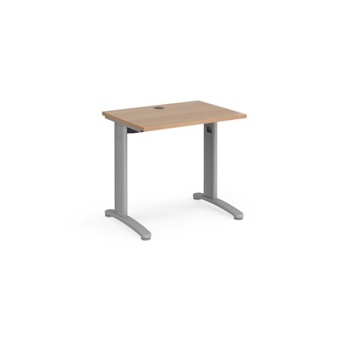 TR10 straight desk 800mm x 600mm - silver frame, beech top Office Desks T608SB