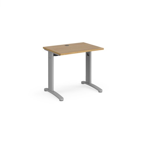 TR10 straight desk 800mm x 600mm - silver frame, oak top T608SO Buy online at Office 5Star or contact us Tel 01594 810081 for assistance