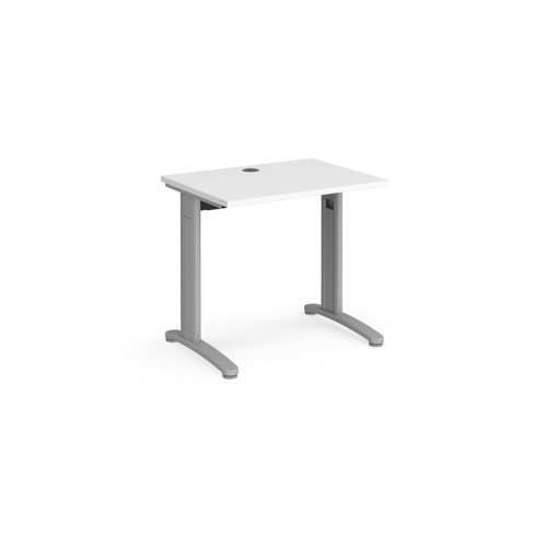 TR10 straight desk 800mm x 600mm - silver frame, white top Office Desks T608SWH