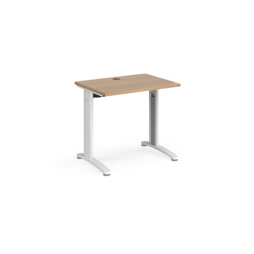 TR10 straight desk 800mm x 600mm - white frame, beech top T608WB Buy online at Office 5Star or contact us Tel 01594 810081 for assistance