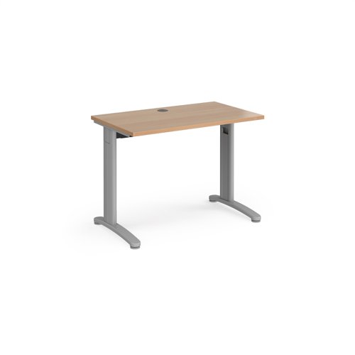TR10 straight desk 1000mm x 600mm - silver frame, beech top Office Desks T610SB