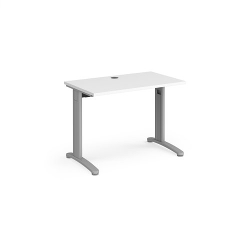 TR10 straight desk 1000mm x 600mm - silver frame, white top Office Desks T610SWH