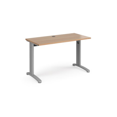 TR10 straight desk 1200mm x 600mm - silver frame, beech top T612SB Buy online at Office 5Star or contact us Tel 01594 810081 for assistance