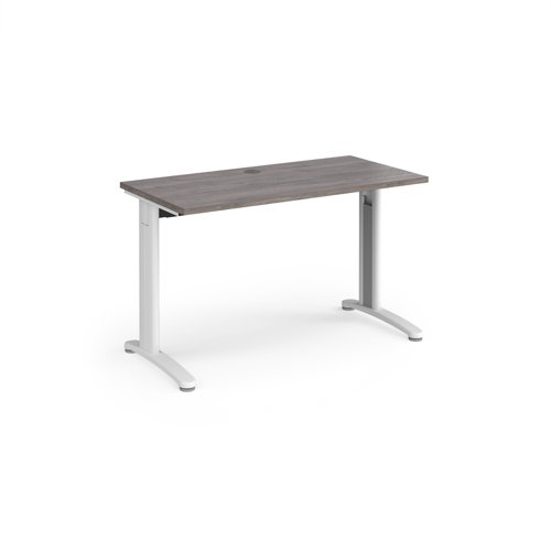 TR10 straight desk 1200mm x 600mm - white frame, grey oak top T612WGO Buy online at Office 5Star or contact us Tel 01594 810081 for assistance