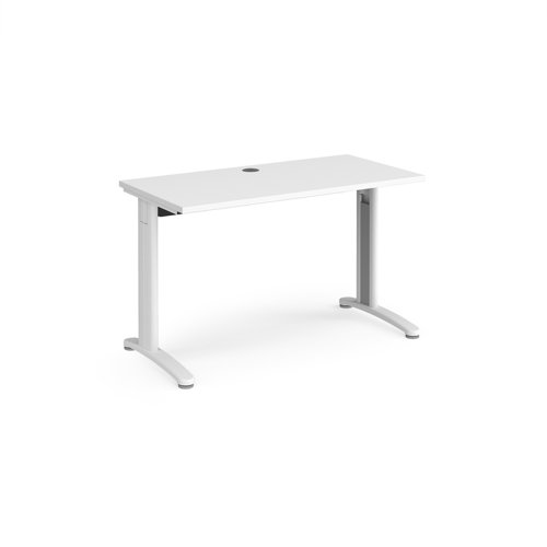 TR10 straight desk 1200mm x 600mm - white frame, white top T612WWH Buy online at Office 5Star or contact us Tel 01594 810081 for assistance